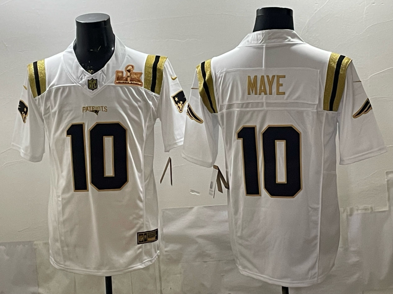 Men 2026 New England Patriots #10 Maye white Nike Limited NFL Jersey 02